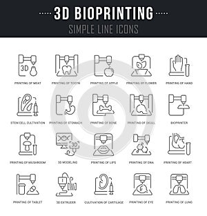 Set Vector Line Icons of 3D Bioprinting.