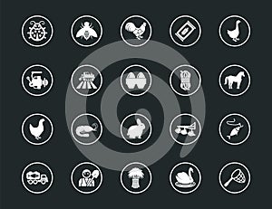 Set of outline signs and symbols farm. Collection vector icons and infographics elements. Simple linear pictogram pack for web