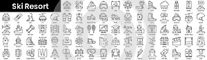 Set of outline ski resort icons. Minimalist thin linear web icon set. vector illustration