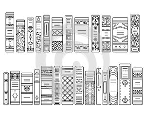 A set of outline spines of books in retro style, classic editions