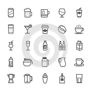 Set of Outline Stroke Beverage icon