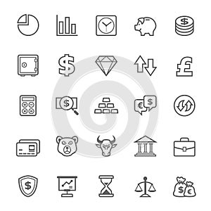 Set of Outline stroke Finance and Stock icon