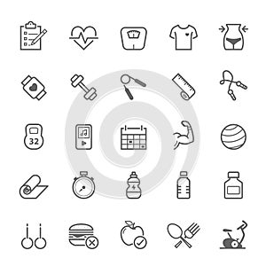 Set of Outline stroke Fitness icon