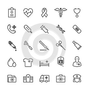 Set of Outline stroke Medical icon