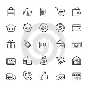 Set of Outline stroke Shopping icon