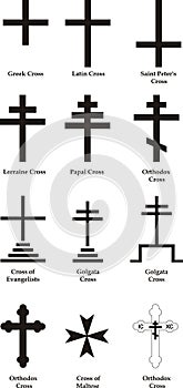 Set ov vector Christian crosses