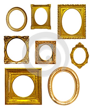 Set of oval picture frames. Isolated on white