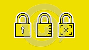 Set of padlock or lock icon vector. Safe and security symbol