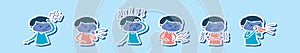 Set of pain and affliction cartoon icon design template with various models. vector illustration isolated on blue background