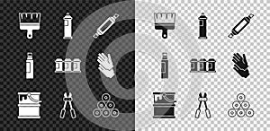 Set Paint brush, spray can, Marker pen, bucket, Bolt cutter, and icon. Vector