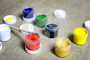Set of paint cans
