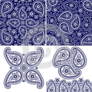 Set of paisley fabric seamless pattern,motiv photo