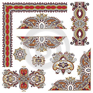 Set of paisley floral design elements for page