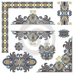 Set of paisley floral design elements for page