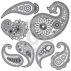 Set of Paisley patterns for design. photo