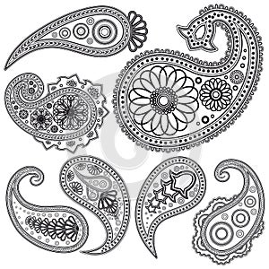 Set of Paisley patterns for design.