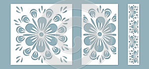 Set panel flowers leaves for registration of the decorative surfaces. Abstract strips, flowers, panels. Vector illustration of a