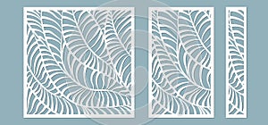 Set, panel for registration of the decorative surfaces. Abstract lines panels. Vector illustration of a laser cutting. Plotter