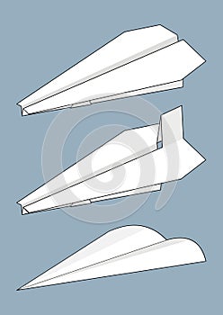 Set of paper airplanes - Origami.