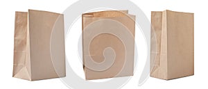 Set with paper bags on white background. Banner design