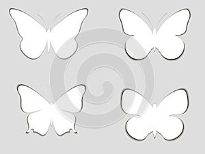 Set paper butterflies with shadow. Vector