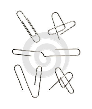 Set of paper clips in different angles