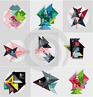 Set of paper design style geometrical banners