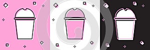 Set Paper glass and water icon isolated on pink and white, black background. Soda drink glass. Fresh cold beverage