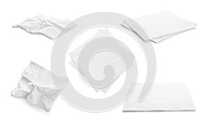 Set with paper napkins on background