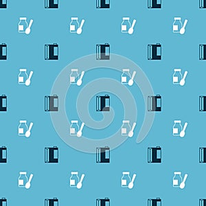 Set Paper package for kefir and Drinking yogurt in bottle on seamless pattern. Vector