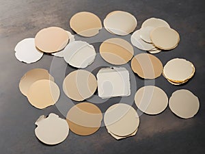 set of paper scraps, collection of blank old sticker price tag labels