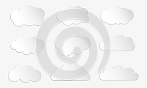 Set paper white clouds. vector for stock