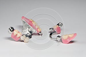 Set of partial removable dental prostheses photo