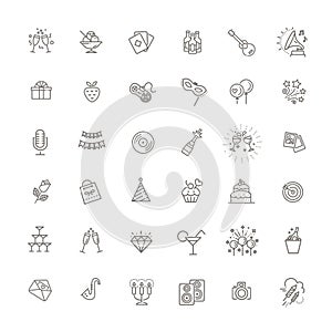 Set of Party Related Vector Line Icons