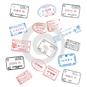 Un impostato composto da passaporto francobolli 
