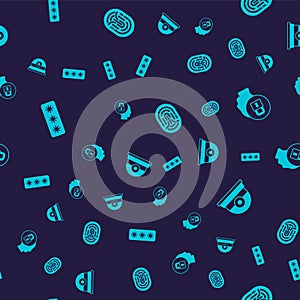 Set Password protection, Lock, Fingerprint and Security camera on seamless pattern. Vector