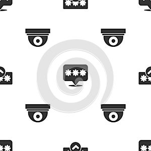 Set Password protection, and Security camera on seamless pattern. Vector