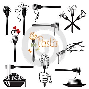 Set of pasta elements