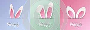 Set of pastel colored 3D rabbit shape design