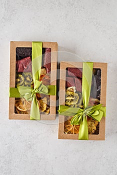 set of pastilles and dried fruits