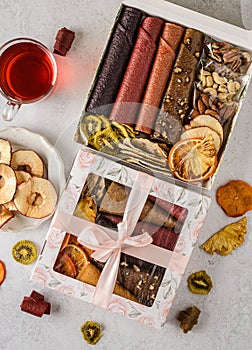 set of pastilles and dried fruits