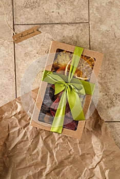 set of pastilles and dried fruits