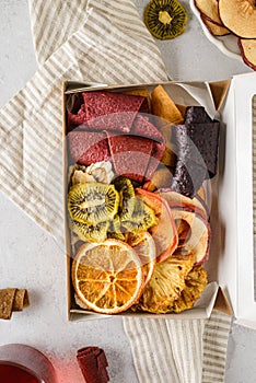 set of pastilles and dried fruits