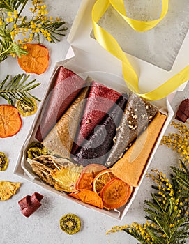 set of pastilles and dried fruits