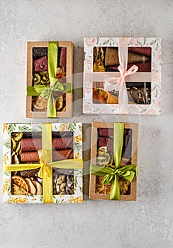 set of pastilles and dried fruits