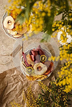 set of pastilles and dried fruits