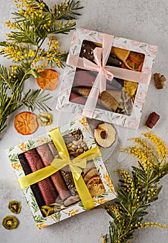 set of pastilles and dried fruits