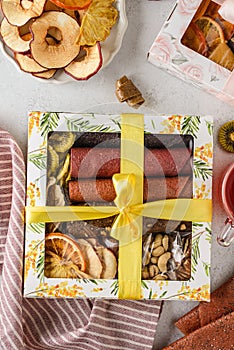 set of pastilles and dried fruits