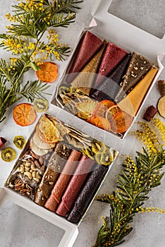 set of pastilles and dried fruits