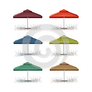 Set of Patio Outdoor Market Cafe Square Parasol